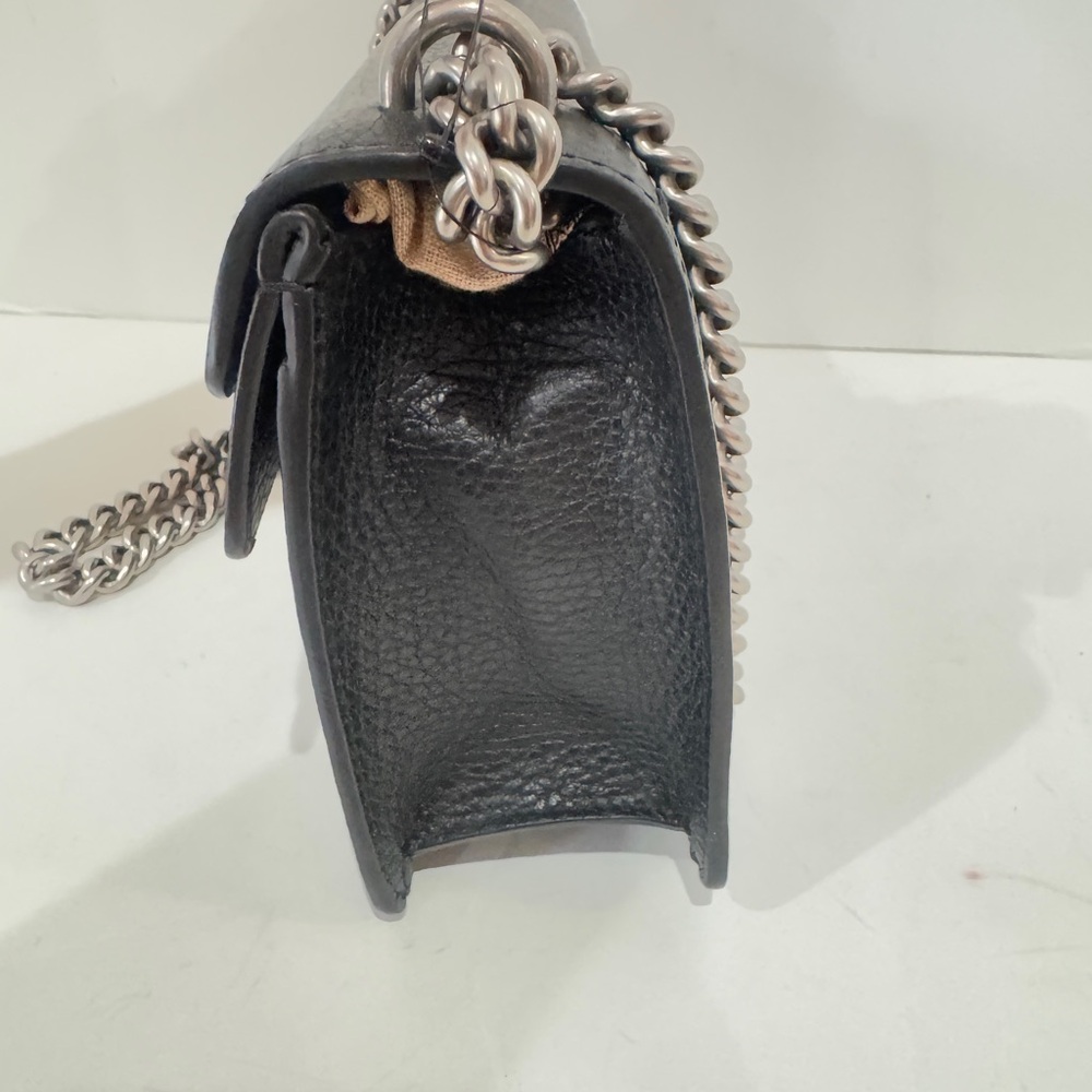 Dollar Calfskin Enamel Small Dionysus Shoulder Bag Black Electric Blue NEW - Picture 6 of 16